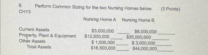 b 8. CH13 Perform Common Sizing for the two Nursing Homes below.