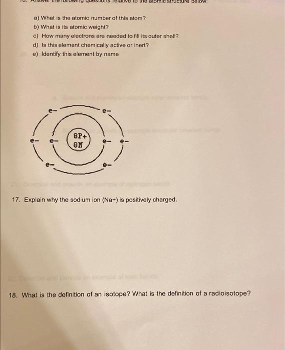  to me structure below: a) What is the atomic number of
