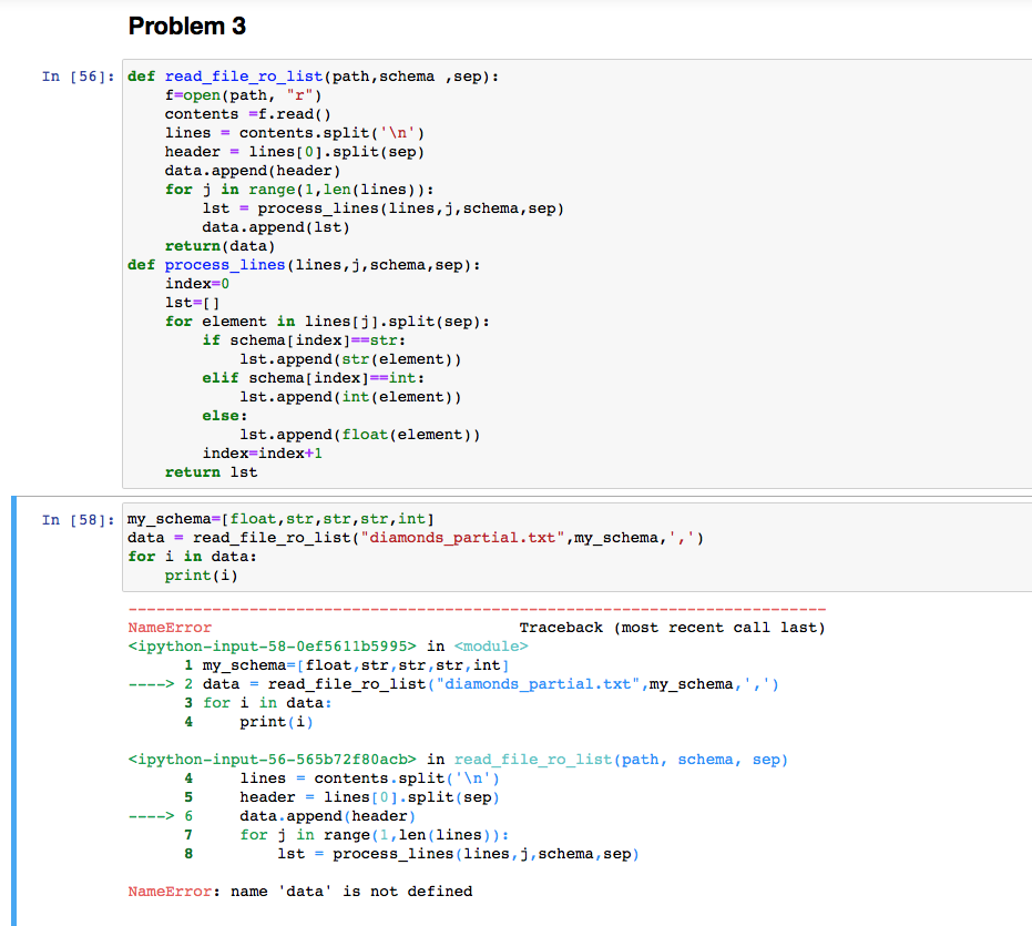 supposed to do This is what I'm getting Problem 3: Processing File