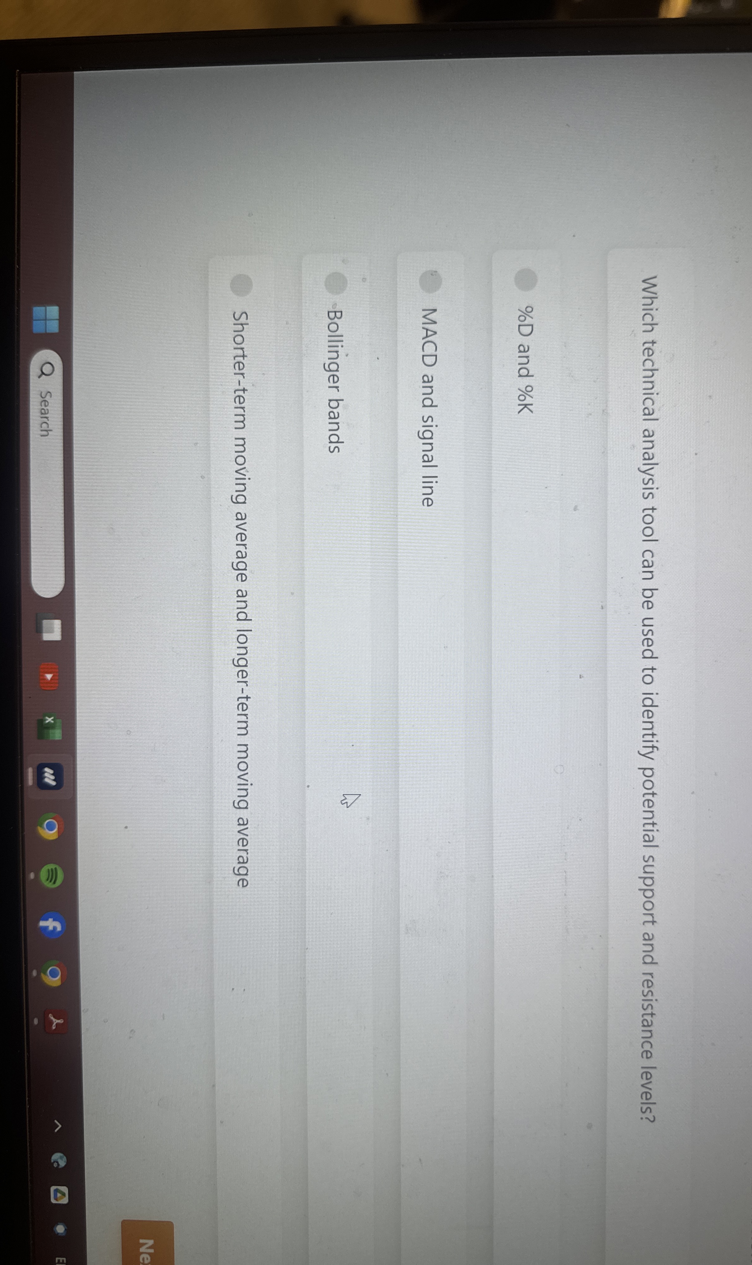  Which technical analysis tool can be used to identify potential support