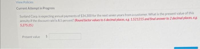 View Policies Current Attempt in Progress Sunland Corp. is expecting annual