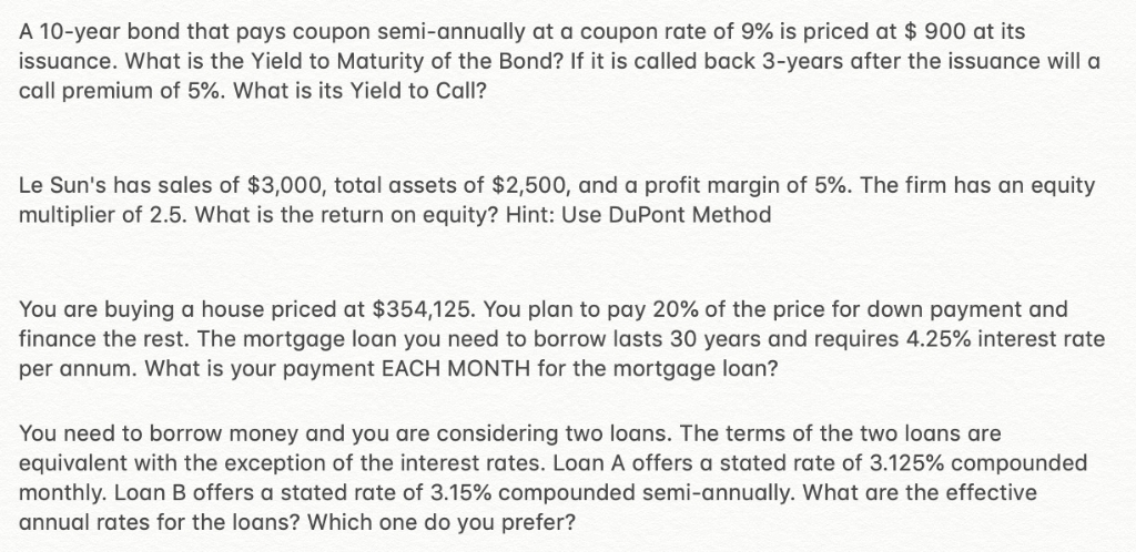 Need expert to help me solve the problem! A 10-year bond that