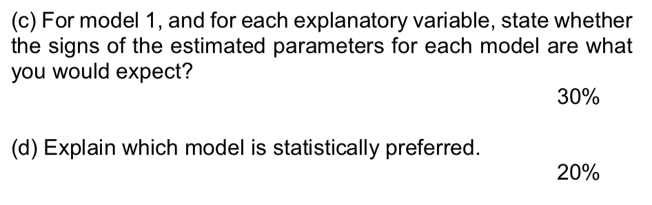 results from estimating two different Logit models using data on a large