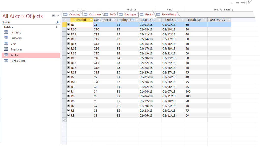 Create the database using a personal DBMS package (MS Access) 4. Create