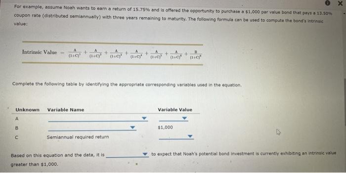 rate, its par value, a bondholder's required return, and the bond's resulting