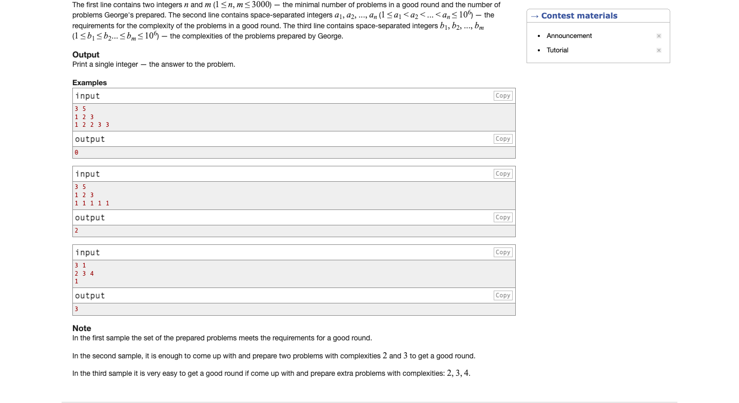 thank you! Finished B. George and Round time limit per test: 1