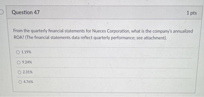 O $500 $800 Question 10 1 pts The balance on your 10%