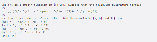  Let $f$ be a smooth function on $[1,2]$. Suppose that the