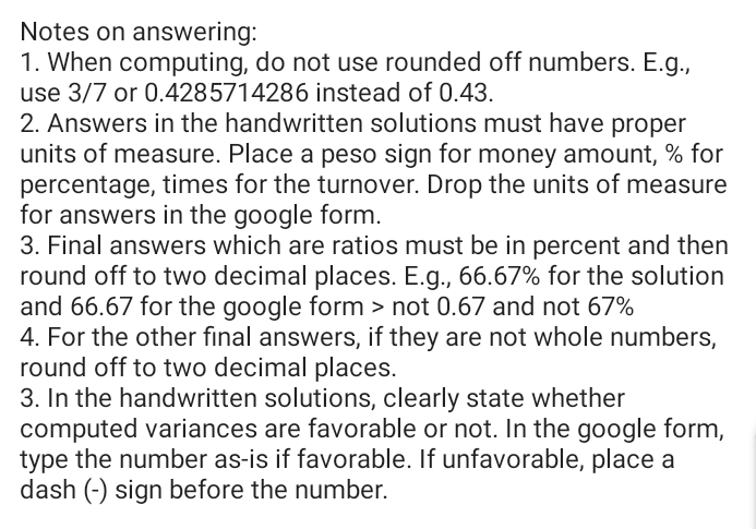 Notes on answering: 1. When computing, do not use rounded off