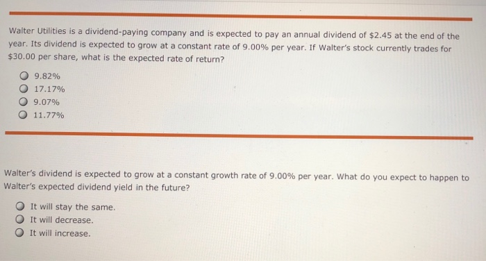 growth valuation formula has dividends in the numerator. Dividends are divided by