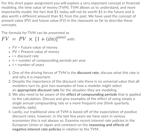  . For this short paper assignment you will explore a very