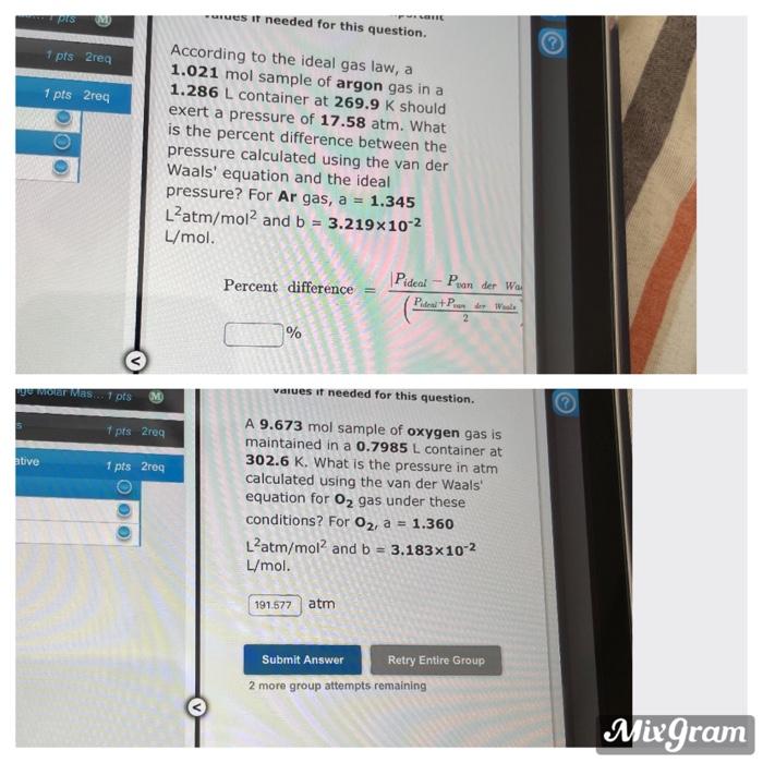  IS es I needed for this question. 1 pts 2req 1