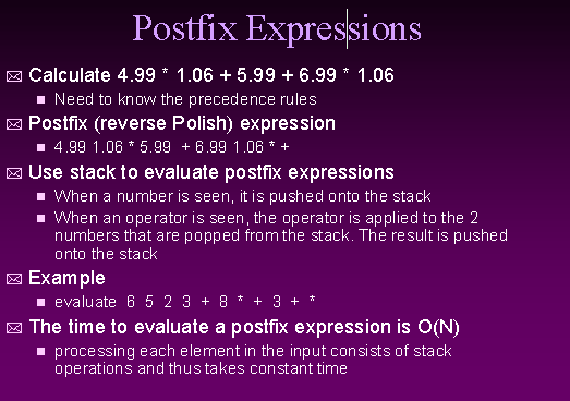 This is to be done using C++ Postfix Expressions Calculate 4.99