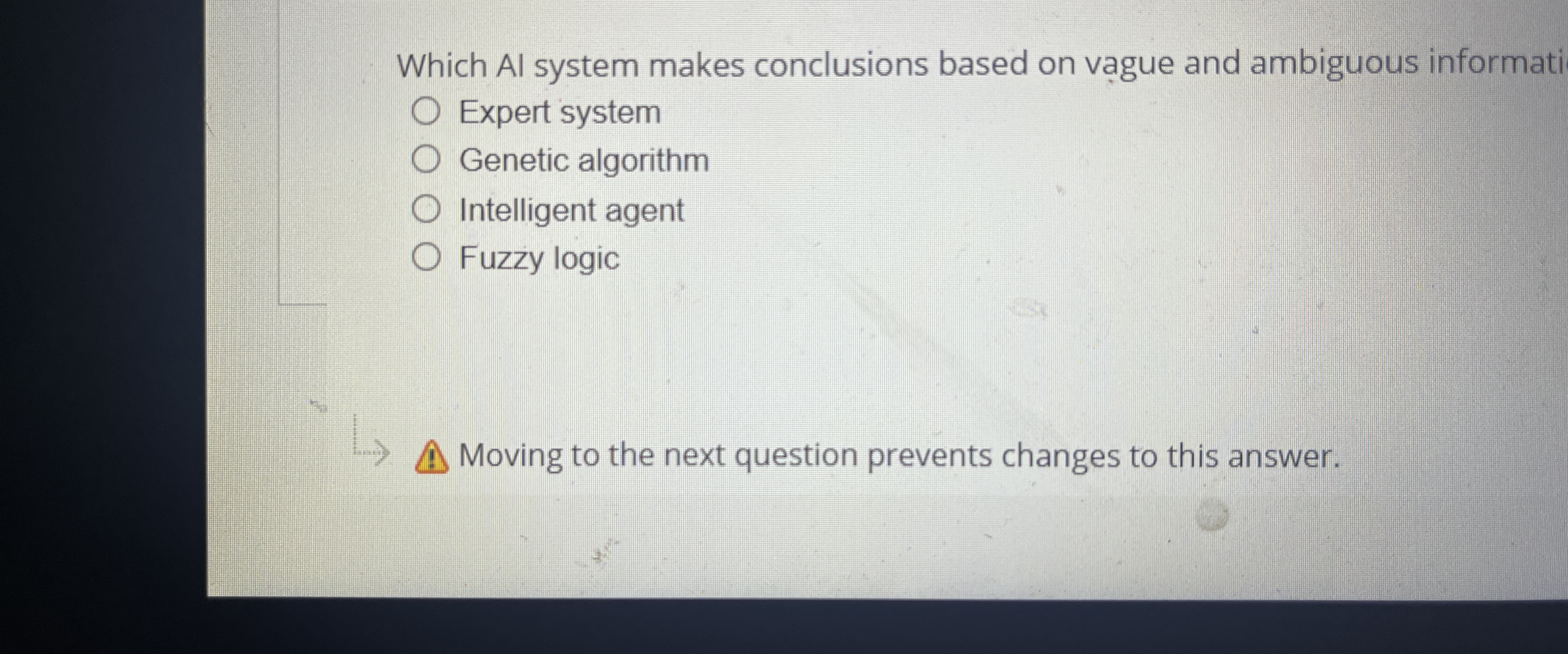  Which Al system makes conclusions based on vague and ambiguous informati