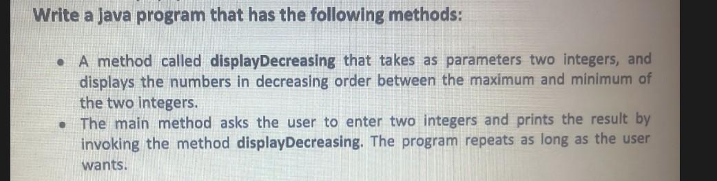  Write a Java program that has the following methods: A method