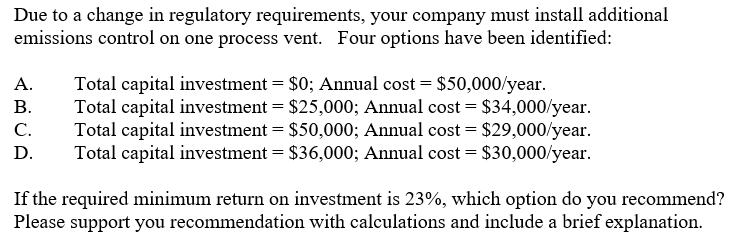 Please Provide Calculations to support answer!!!!! Due to a change in