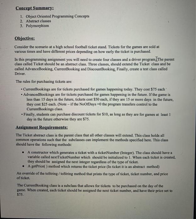  C# Please. Source Code Included Concept Summary: 1. Object Oriented Programming