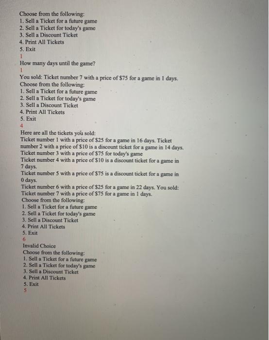 various times and have different prices depending on how early the ticket