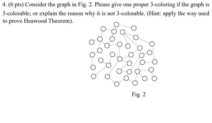  4. (6 pts) Consider the graph in Fig. 2. Please give