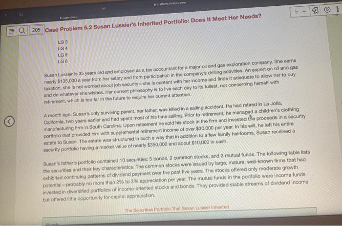  breifly assess susans finacial situation and develop --- Q 209 Case