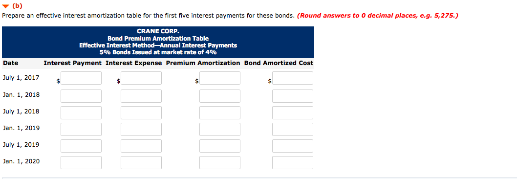 July 1, 2017, Crane Corp. issued $4,260,000 of 10-year, 5% bonds at