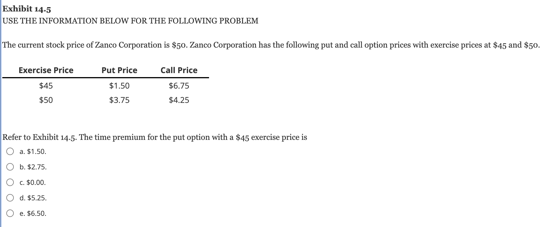Exhibit 14.5 USE THE INFORMATION BELOW FOR THE FOLLOWING PROBLEM The