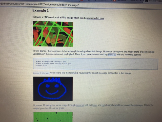 links to download the images will be below link1 http://benjdd.com/courses/cs110/summer-2017/assignments/hidden-message/res/small.ppm link2 http://benjdd.com/courses/cs110/summer-2017/assignments/hidden-message/res/message-1.ppm