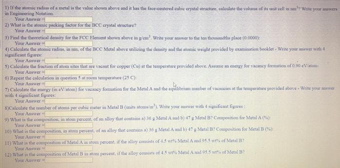 BCC Metal: = Molybdenum Temperature ( C )= 1004 Metal A =