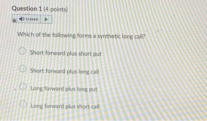  I need 1 through 5 Question 1 (4 points) Listen Which