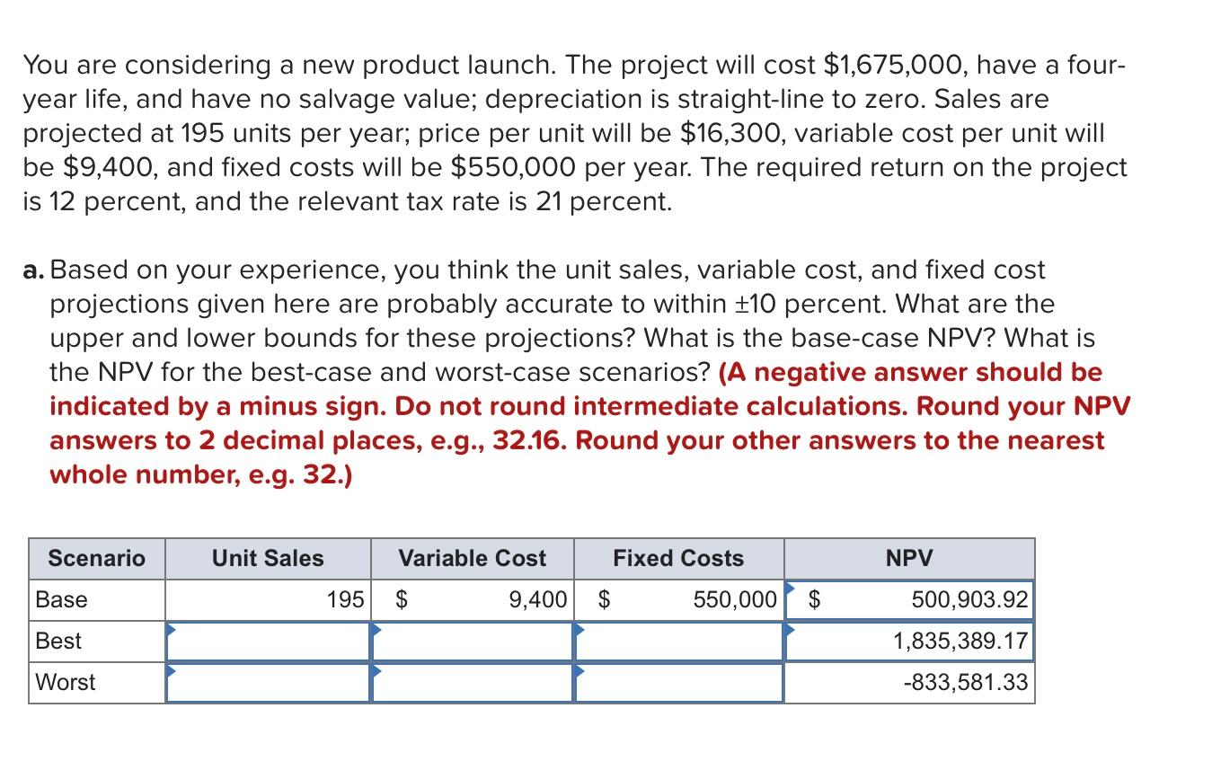  You are considering a new product launch. The project will cost