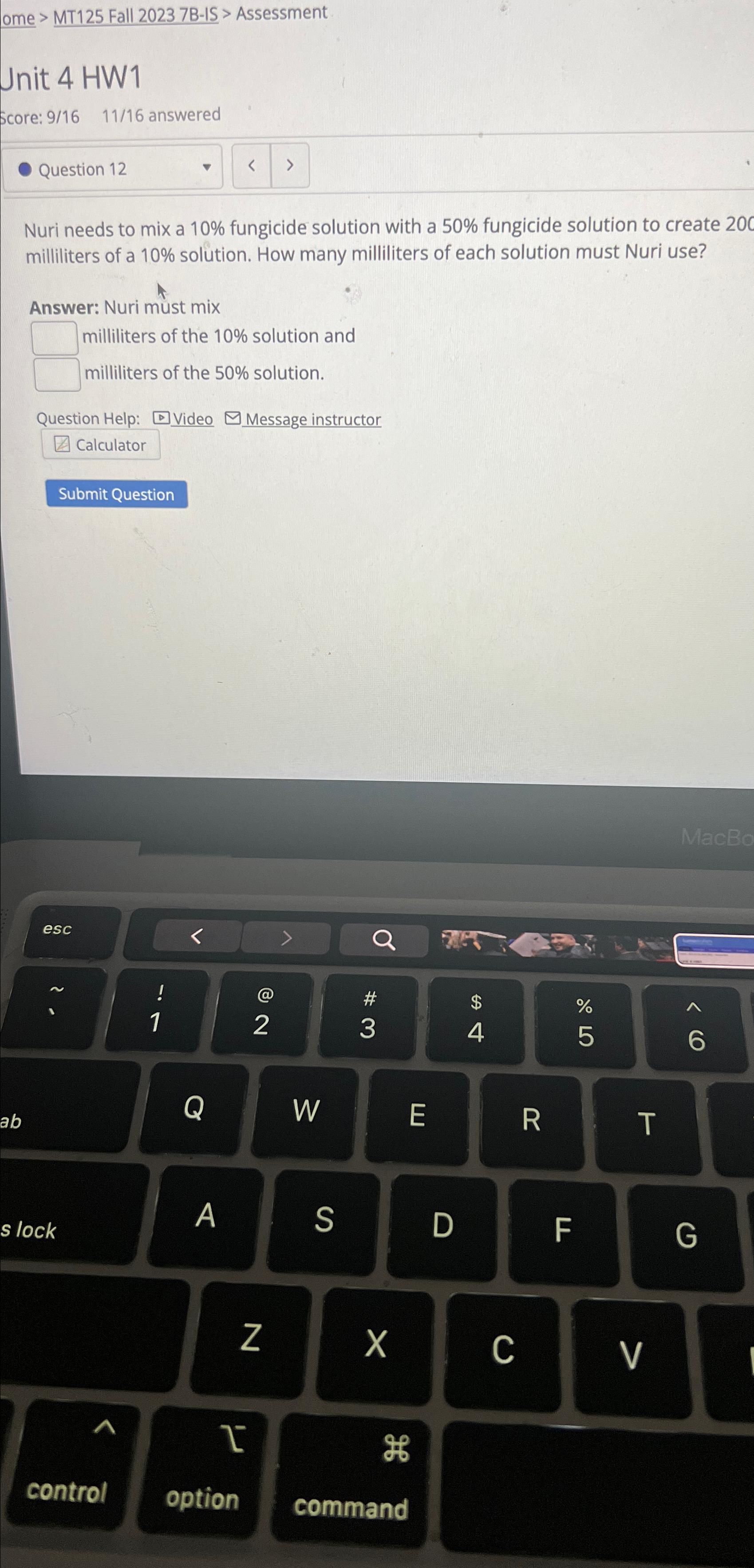  ome > MT125 Fall 20237B-IS > Assessment Jnit 4 HW1 Score:
