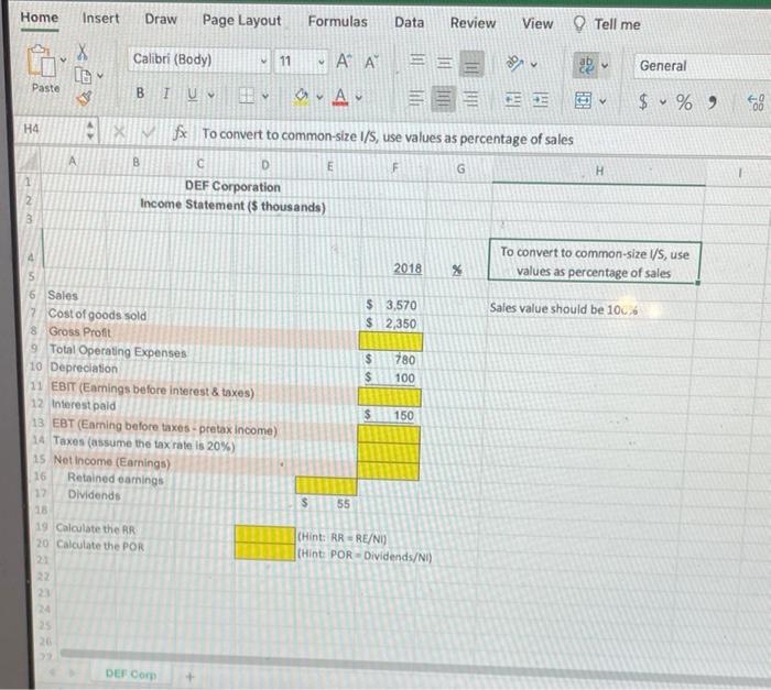  Home Insert Draw Page Layout Formulas Data Review View Tell me