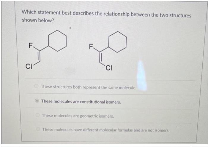  Which statement best describes the relationship between the two structures shown