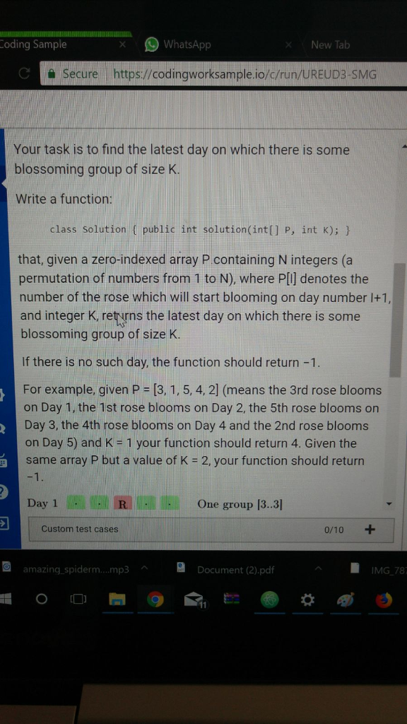 java program Coding Sample 9 WhatsApp New Tab. Secure https://codingworksample.io/c/run/UREUD3-SMG Your task