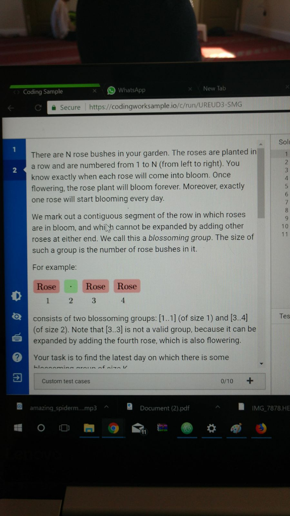 is to find the latest day on which there is some blossoming