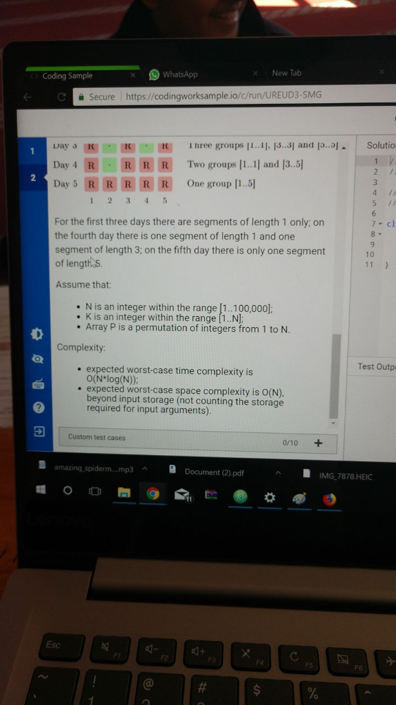 solution (int[] P, int K); } that, given a zero-indexed array P.containing