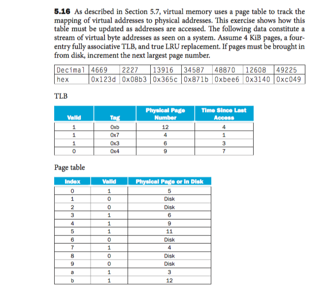  5.16 As described in Section 5.7, virtual memory uses a page
