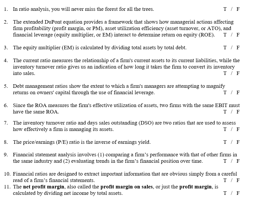 please kindly answer all. just write true or false. thanks in advance