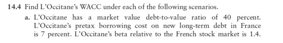 work. thanks 4.1 The systematic risk (beta) of France's L'Occitane Corporation is