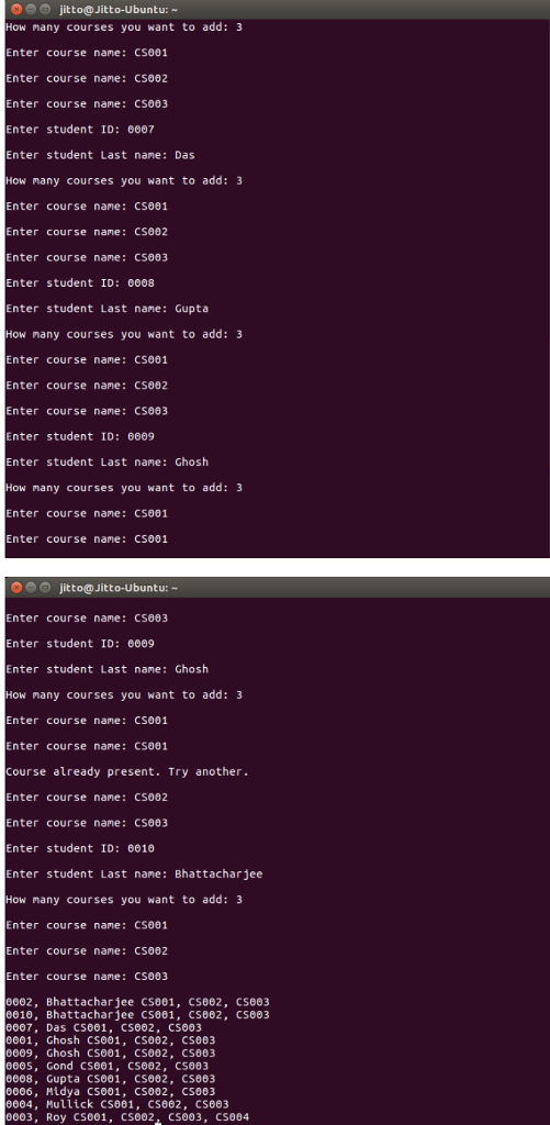 (1) Create: Student class containing an ID, a last name, and a
