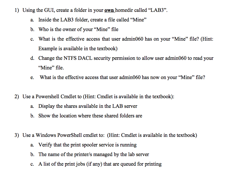 how can i answer these questions? 1) Using the GUI, create a