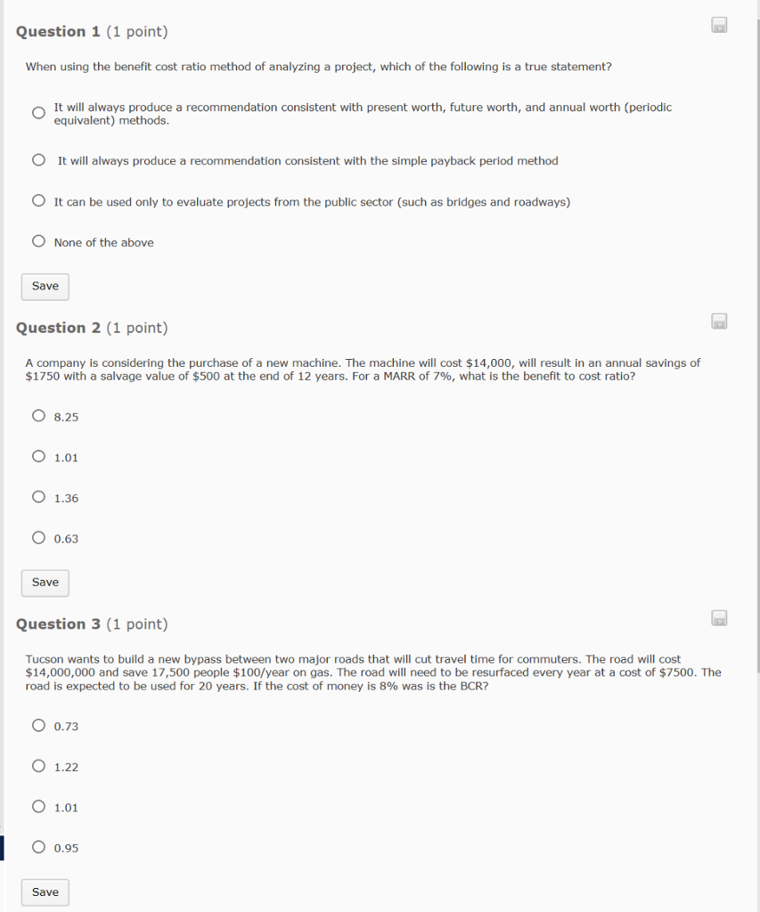  please do it all or leave it Question 1 (1 point)