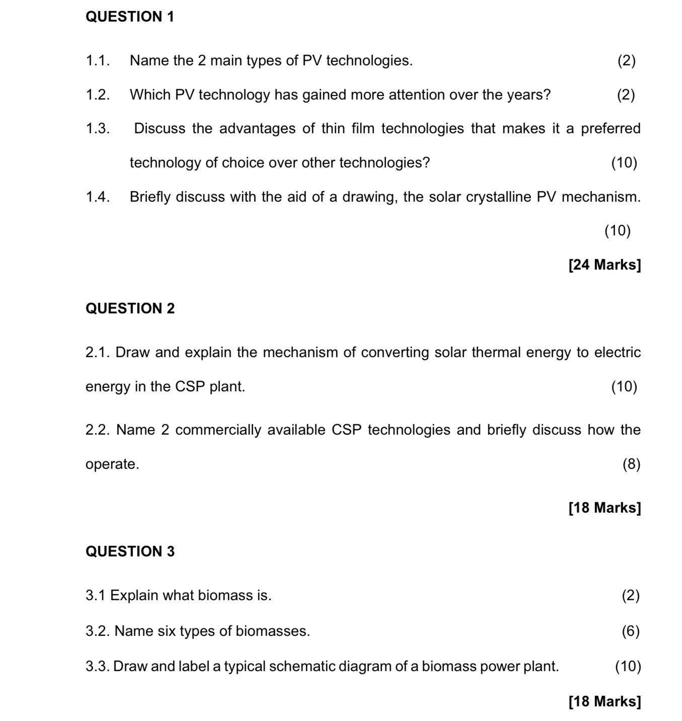  QUESTION 1 1.1. Name the 2 main types of PV technologies.