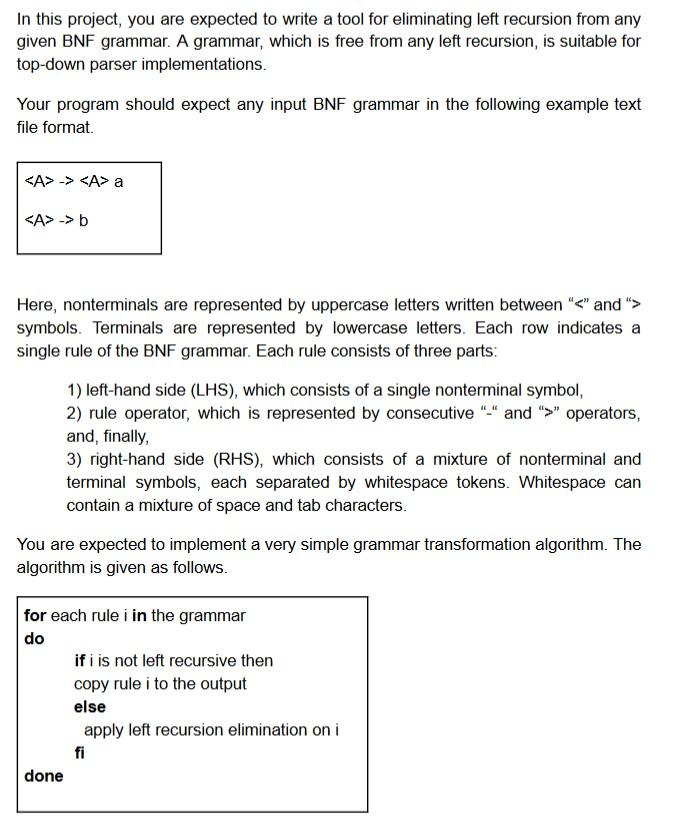  In this project, you are expected to write a tool for