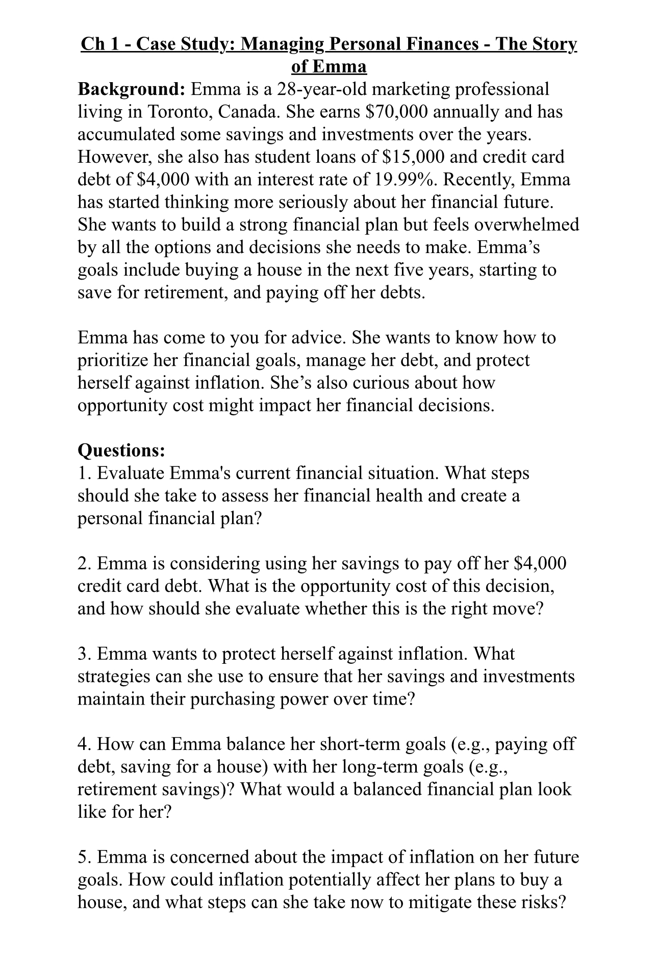  Ch 1- Case Study: Managing Personal Finances - The Story of