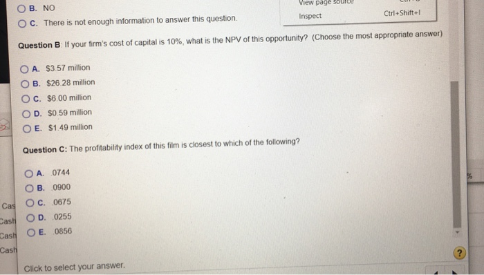 THREE PARTS You are considering making a movie. The movie is expected