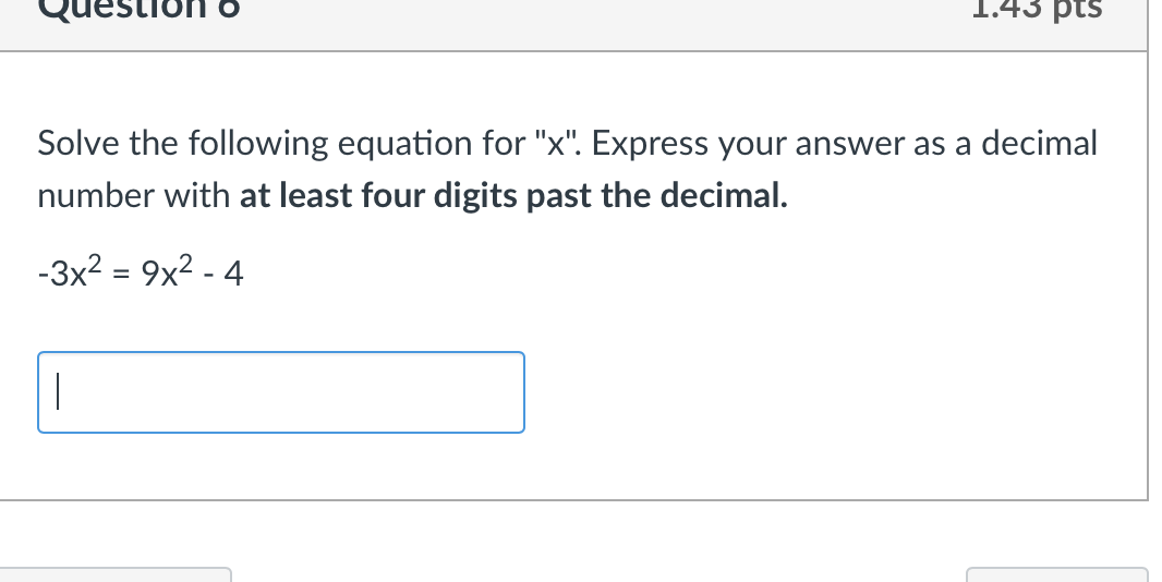  Solve the following equation for "x". Express your answer as a