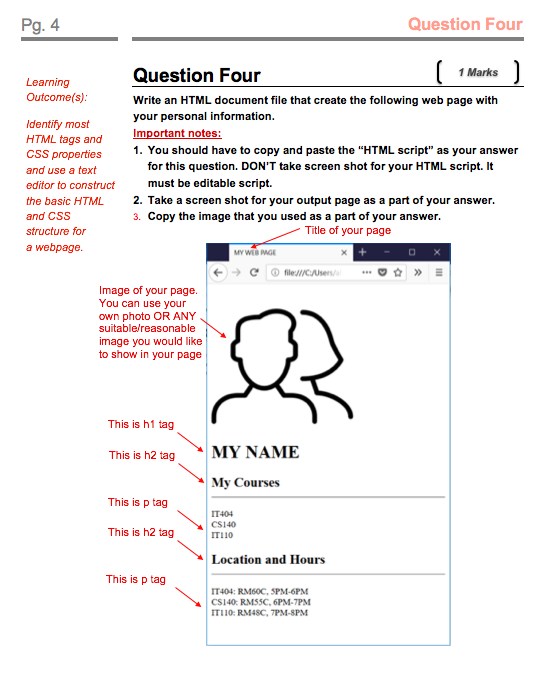  Pg. 4 Question Four 1 Marks Question Four Learning Outcome(s) Write