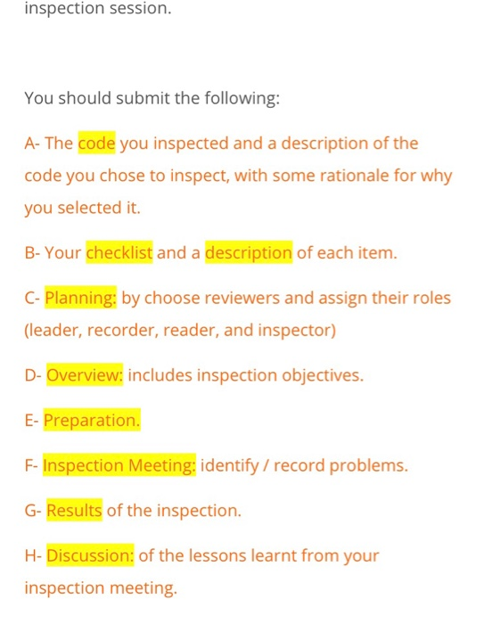  any code from preference inspection session. You should submit the following: