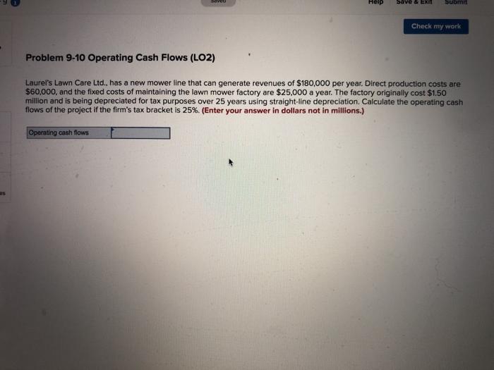  Ovo Help Sove & EX Submit Check my work Problem 9-10